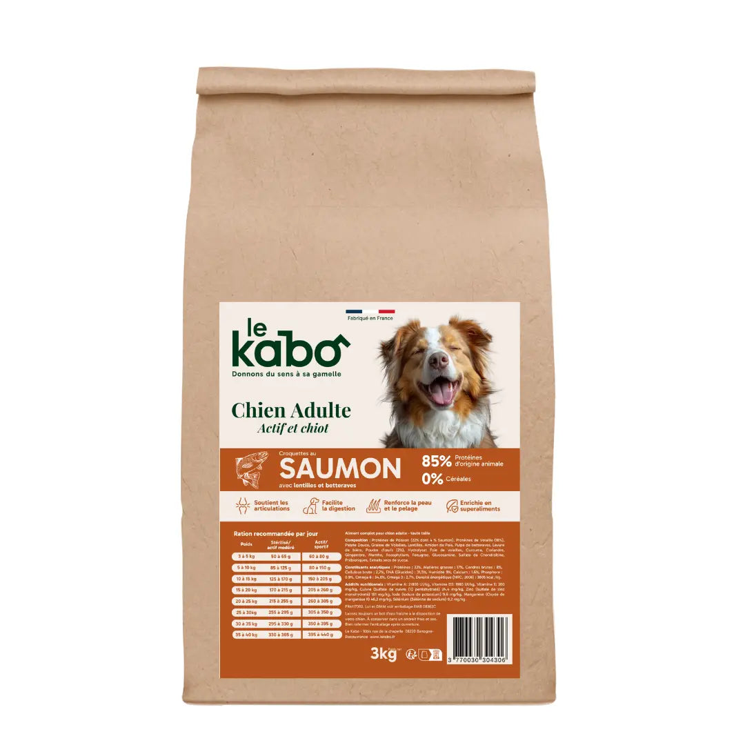 Croquettes Le Kabo Chien Adulte Actif Saumon