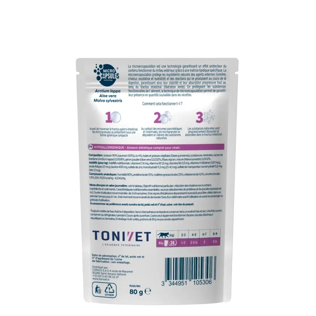 Pâtée Tonivet LAB Chat Hypoallergénique Saumon