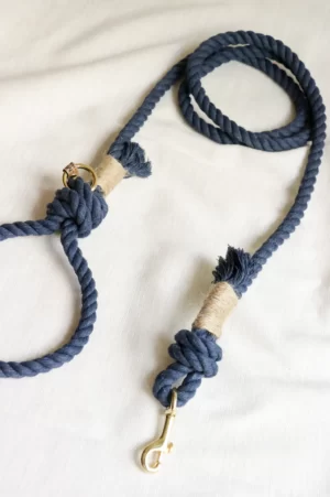 Laisse en corde Le Muso Français Bleu marine Chien