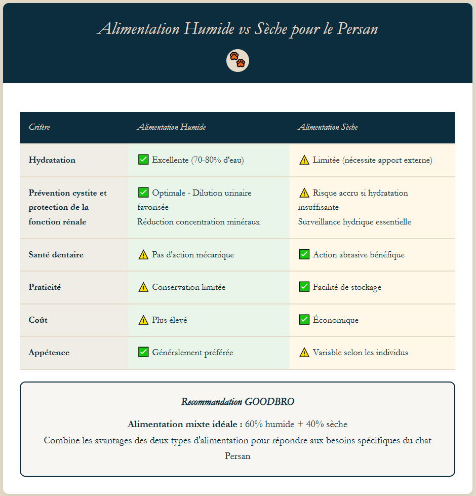 avantages et inconvénients de l'alimentation sèche et humide pour le persan