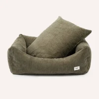 Coussin pour chien en velours côtelé vert_Snozy_CAFIDE