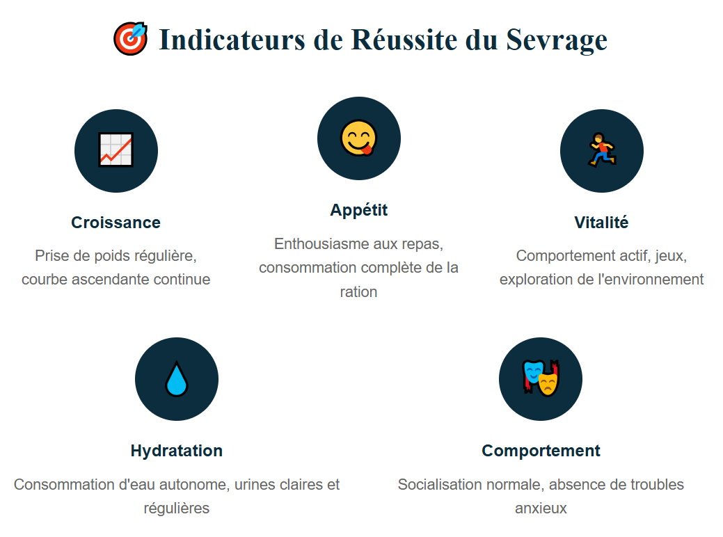 indicateurs réussite de sevrage du chiot