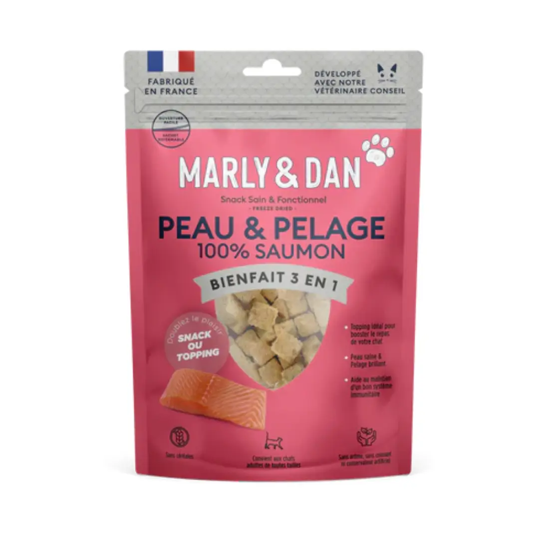 Friandises Peau & Pelage Freeze Dried Marly & Dan pour Chats Friandises Peau & Pelage Freeze Dried Marly & Dan pour Chats