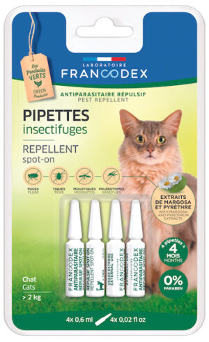Pipettes antiparasitaires répulsives chat Francodex