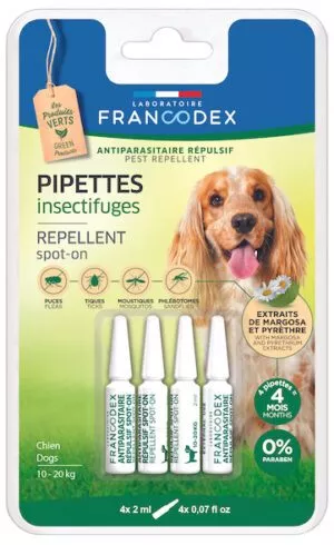Pipettes antiparasitaires répulsives chien Francodex