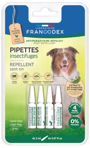 Pipettes antiparasitaires répulsives grand chien Francodex