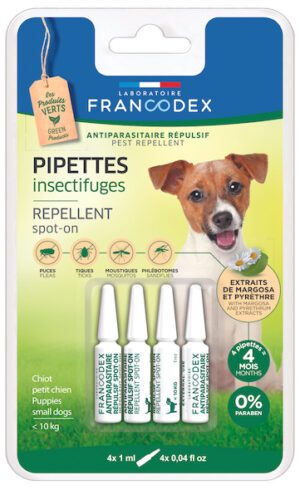 Pipettes antiparasitaires répulsives petit chien Francodex