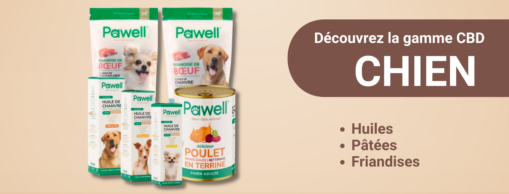 Produits Pawell à base de CBD pour le chien
