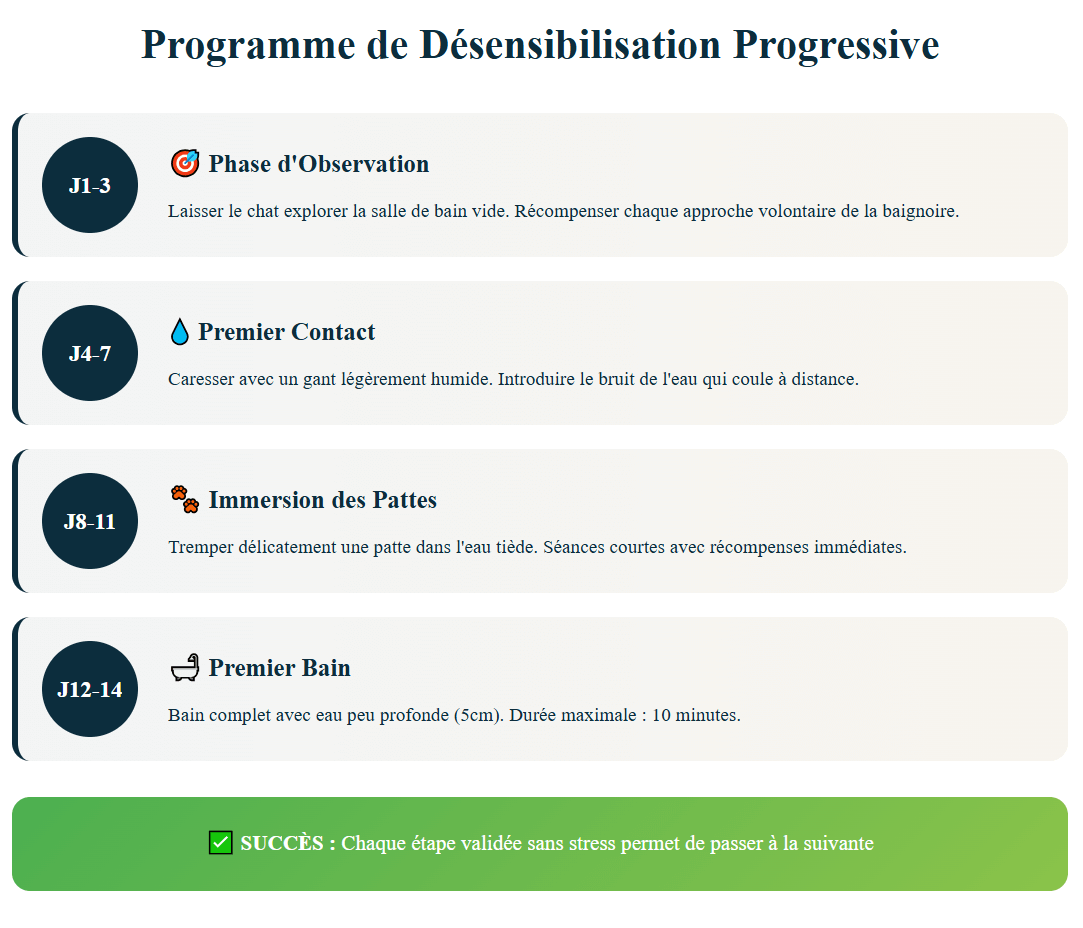 programme de désensibilisation de la peur de l'eau chez le chat